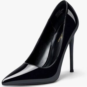 GenShuo Women’s Stiletto Pointy Closed Toe Pumps High Heels Black Size 9